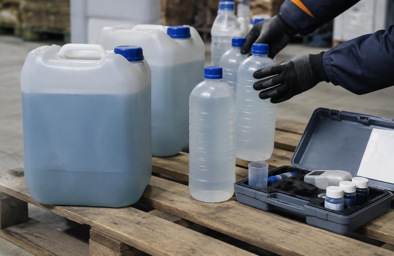 AdBlue bottles and jerricans separated for disposal