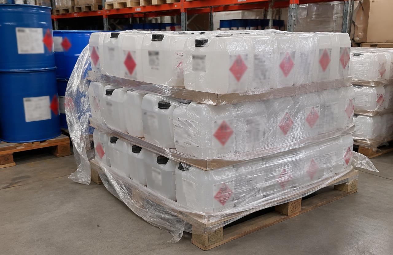 Denatured alcohol containers grouped for collection